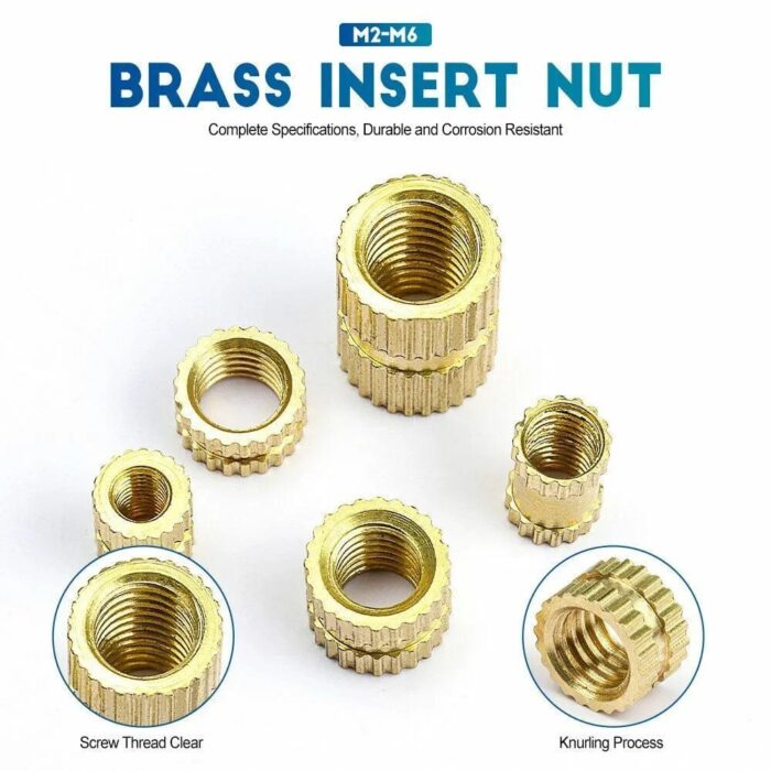 brass heat set threaded round female insert nut - m2 - 6mm