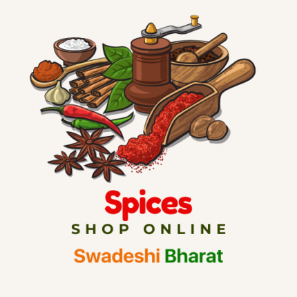 At Swadeshi Bharat, we offer a comprehensive range of spices to elevate your culinary creations. From everyday essentials like turmeric, cumin, and coriander to exotic blends like garam masala, biryani masala, and chaat masala, our selection covers all your cooking needs.