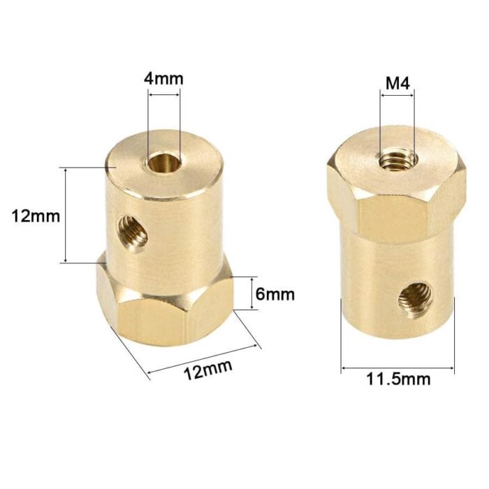 hexagonal brass shaft coupling for robot smart car motor wheel - 4mm - 18mm