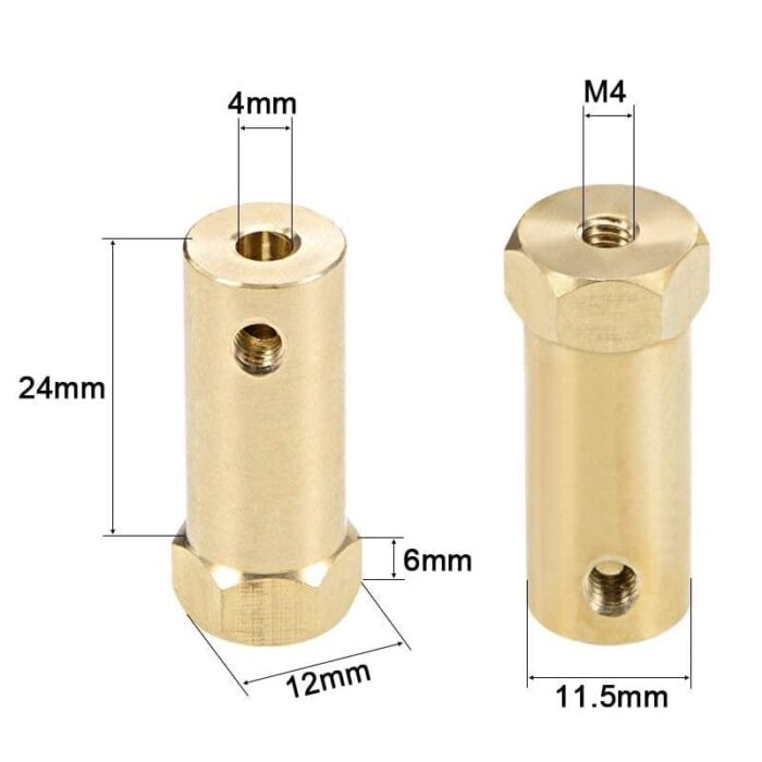 hexagonal brass shaft coupling for robot smart car motor wheel - 4mm - 30mm