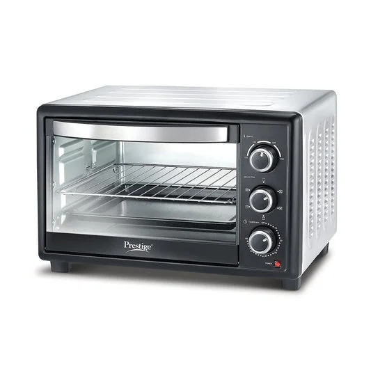 Prestige POTG 28 Litre RC Oven Toaster Griller with Convection and Air Fryer Function | Silver & Black