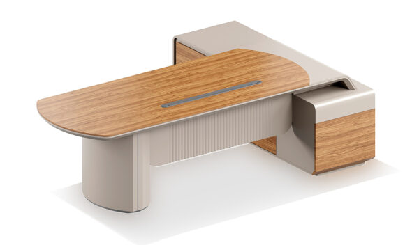 Swadeshi Bharat  8.5 Feet Office Desk In Golden Sandalwood