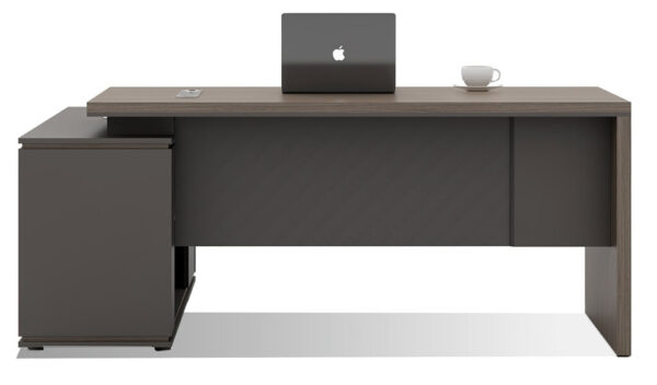 Swadeshi Bharat  6.5 Feet Office Desk In Asti Walnut & Advanced Gray Finish