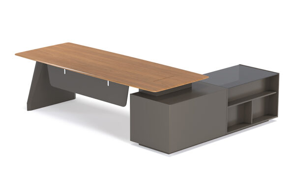 Swadeshi Bharat  8.5 Feet Office Table in Walnut & Lacquer Finish