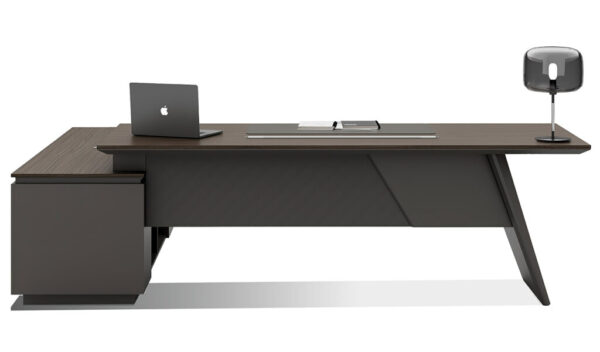 Swadeshi Bharat  8 Feet Desk With Slanted Leg In Asti Walnut & Gray