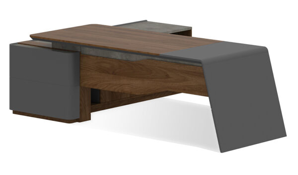 Swadeshi Bharat  7 Feet Walnut Office Desk With Side Cabinet