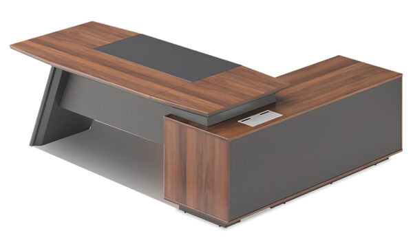 Swadeshi Bharat  7 Feet Walnut & Leather Desk With Slanted Leg