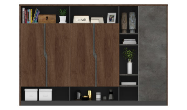 Swadeshi Bharat  7.5 Feet Width Wall Cabinet In Walnut