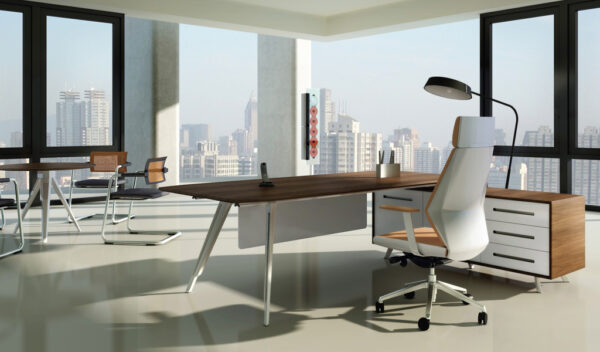 Swadeshi Bharat  6.5 Ft. Office Table In Rich Walnut Veneer