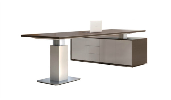 Swadeshi Bharat  7.5 Feet Height Adjustable Desk In Dark Walnut