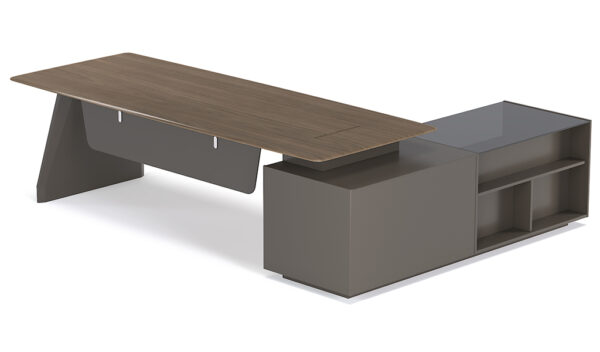 Swadeshi Bharat  8.5 Feet Office Table in Black American Walnut