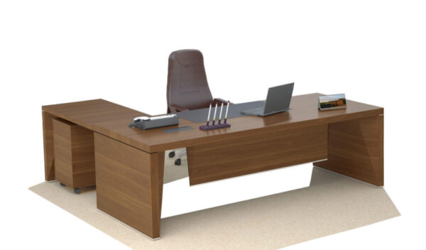 Swadeshi Bharat  9 Feet L Shape Office Table With Side Return