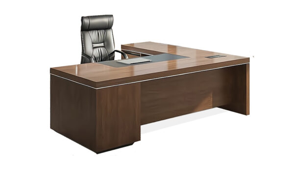 Swadeshi Bharat  7 Feet L Shape Office Table In Walnut Veneer