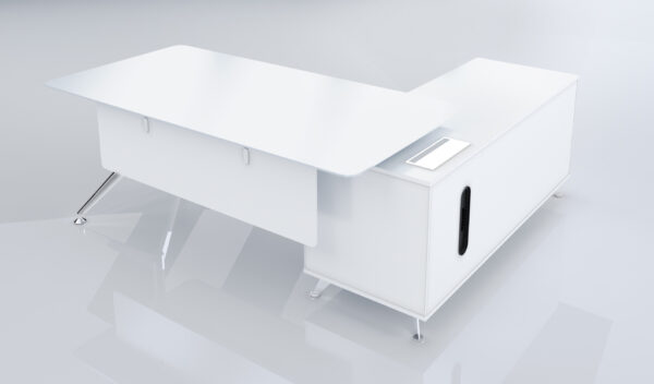 Swadeshi Bharat  6.5 Feet White Office Table With Side Cabinet