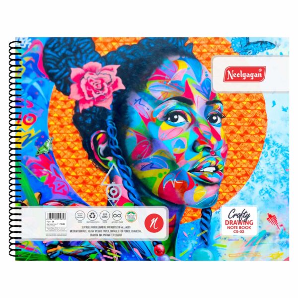 Neelgagan Crafty Drawing Book (Spiral Bound) CS 02 (26.5cm X 33.0cm) (Suitable For Drawing & Sketching)36 Pages BIG (PACK OF 2)