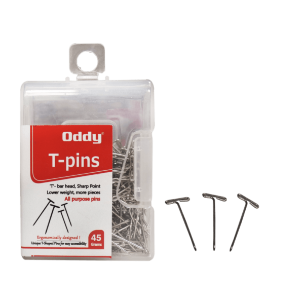 Oddy: TP-50G T-Shaped T-Pins In See Through Plastic Dibbi Pack 45gm (PACK OF 5)
