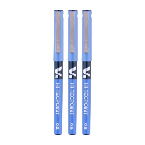 Pilot Hi-Tecpoint V5 0.5mm Extra Fine Point Pure Liquid Ink Roller Ball Pen | Blue Pack Of 3