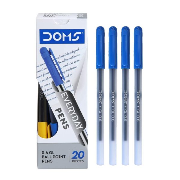Doms Ball Point Pens Dark & Uninterrupted Writing | Use & Throw Pen BLUE (PACK OF 50)