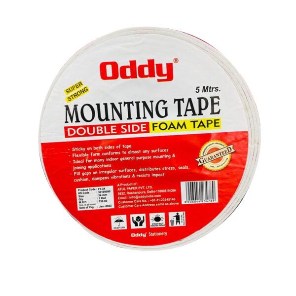 Oddy Double Side Foam Tape 24mm 5 Mtr Roll Pack Of 5..
