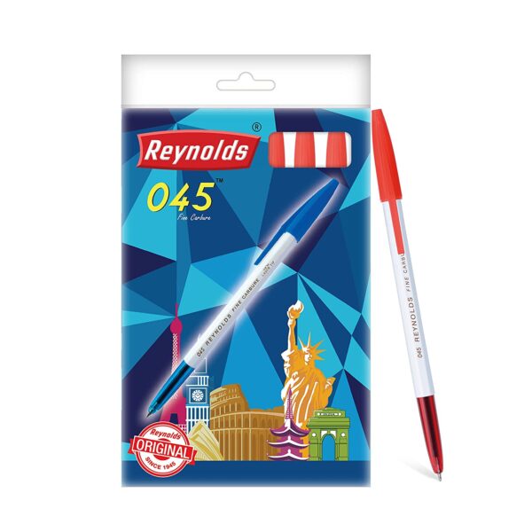 Reynolds 045 - RED Ball Point Pen Set With Comfortable Grip Pack Of 10