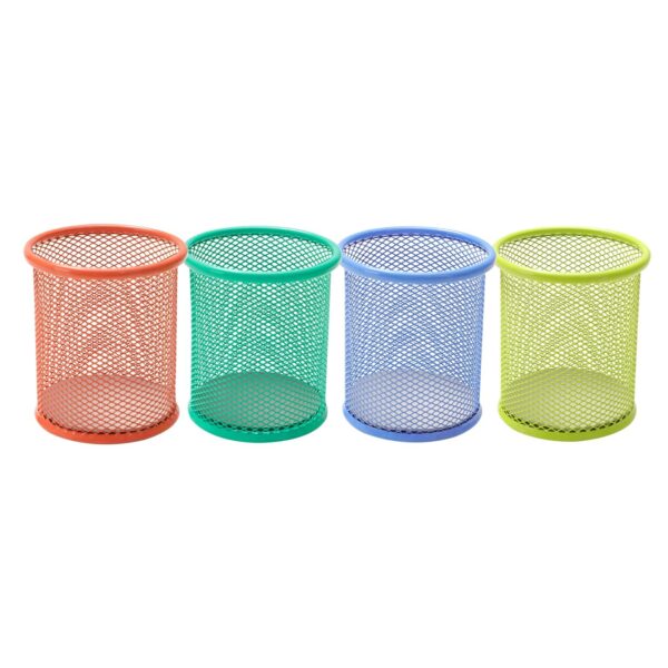 PRAKASH SALES Metal Mesh Pen Holder, Durable & Beautiful Round Office Desk Pen Organizer, Medium Sized (Pack Of 1)