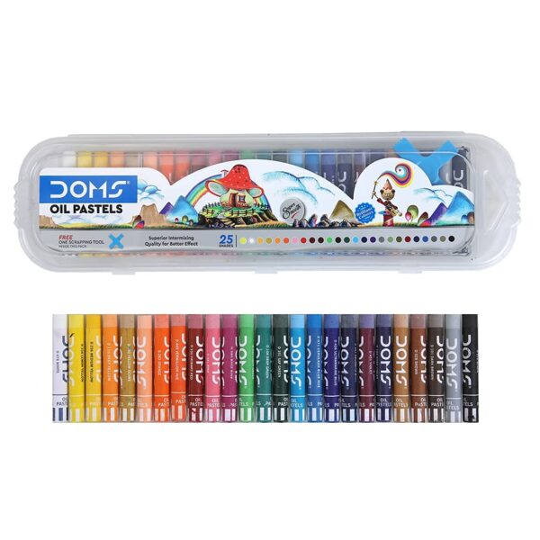 Doms 25 Shades Oil Pastel With Case | Smooth Color Non-Toxic & Safe For Childrens