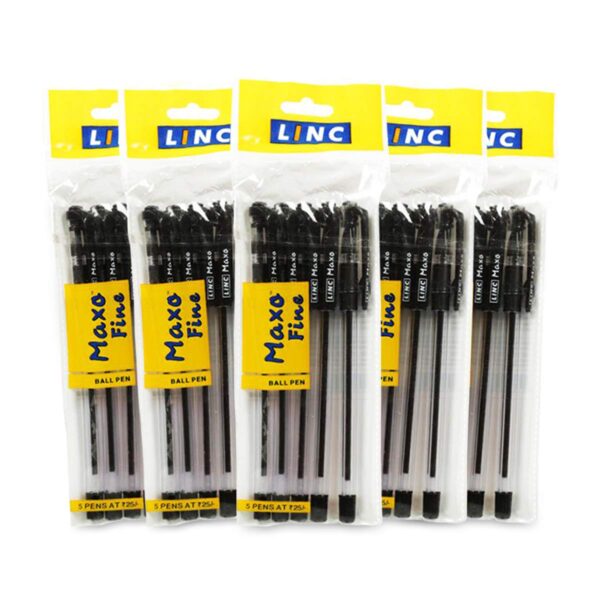 Linc Maxo Fine 0.7 Mm Ball Pen | Comfortable Rubber Grip Black Ink, Pack Of 25