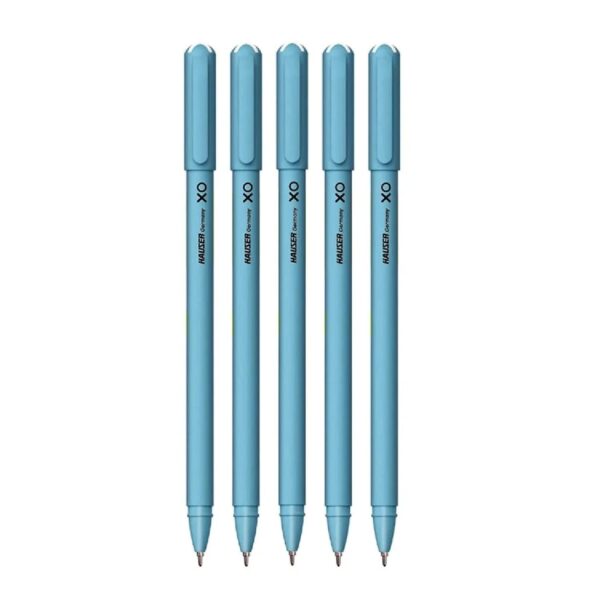 Hauser XO 0.6mm Ball Pen Box Pack | Sleek Body & Minimalistic Design | Matt Finish & Solid Body Type | Low Viscosity Ink With Ultra Durable Tip | Blue Ink (PACK OF 20 Pcs)