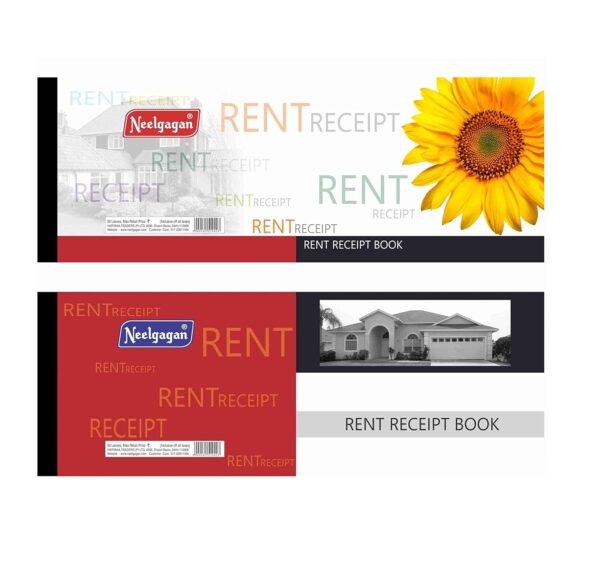 NEELGAGAN Rent Receipt Book, 50 Leaves With Counter Foil (11.0cm X 28.5cm) (PACK OF 5)