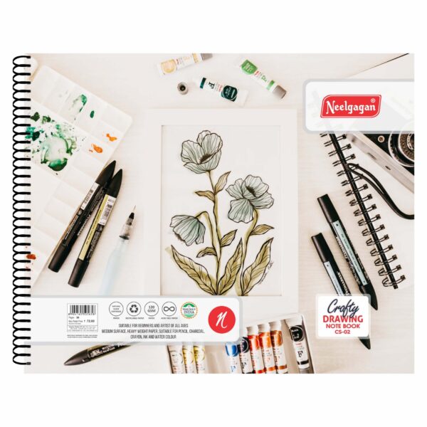 NEELGAGAN Crafty Drawing Book CS 01 (21.5cm X 26.5cm) Spiral Bound (Suitable For Drawing & Sketching)/100 Pages